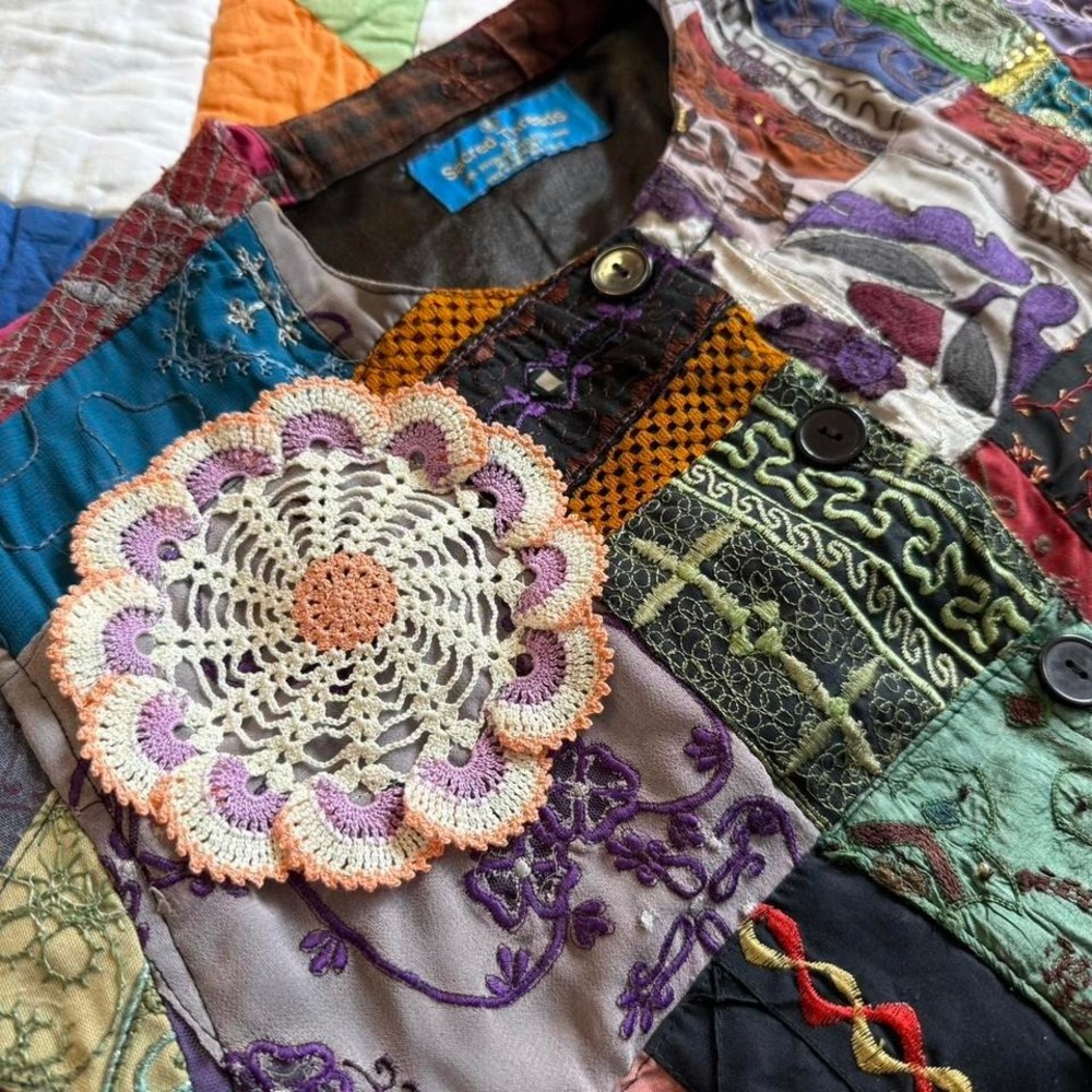 Sacred Threads Multicolored Patchwork Quilted Col… - image 4